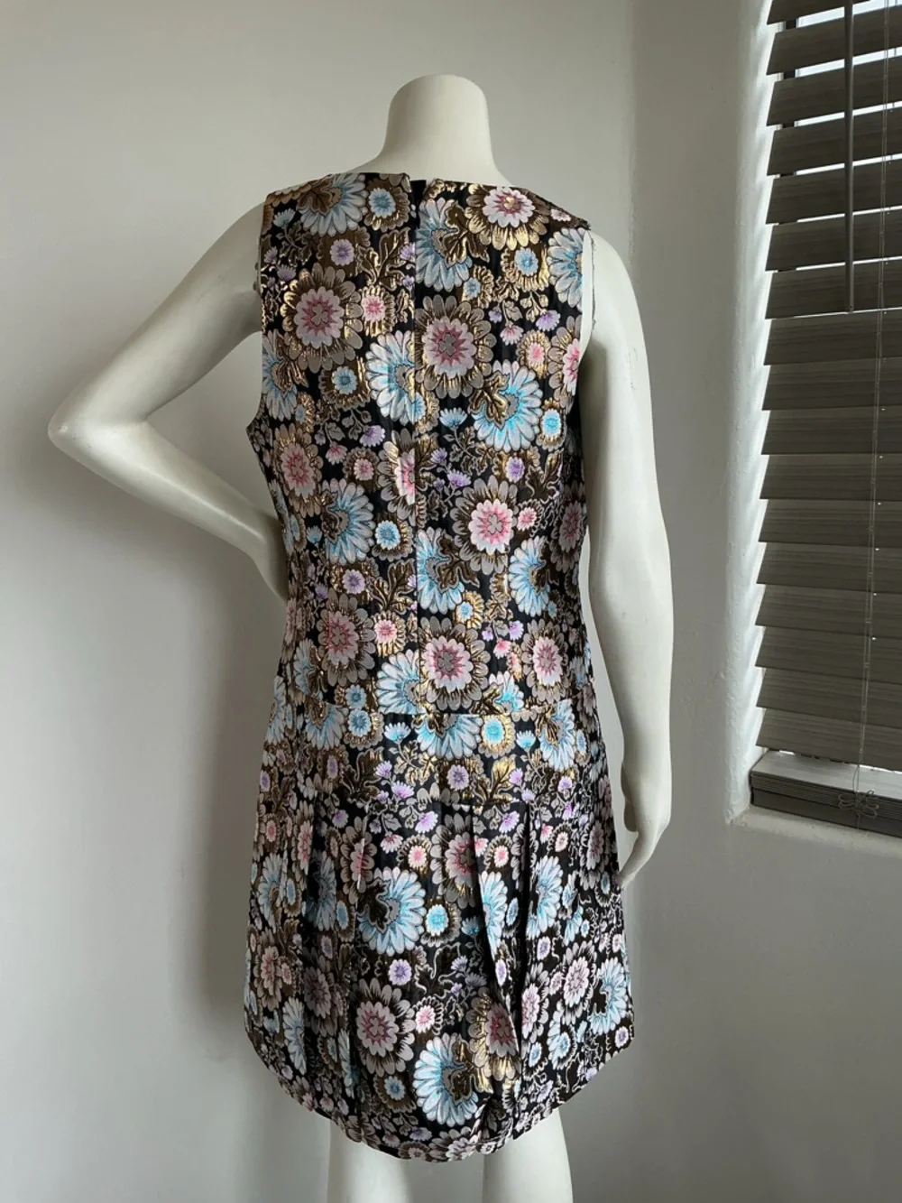 J.Crew Metallic Thread Japanese Flower Dress Sleeveless Fit & Flare Elegant Sz12 - Picture 3 of 8